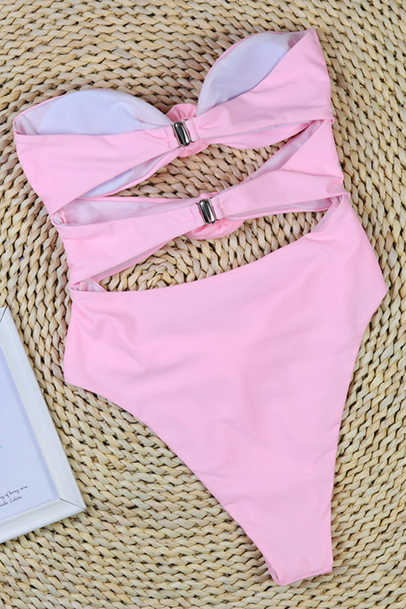Dames Badpak | Bandeau met Bloemapplicaties, Hoog Uitgesneden 7
