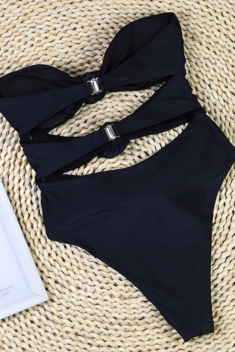 Dames Badpak | Bandeau met Bloemapplicaties, Hoog Uitgesneden 8