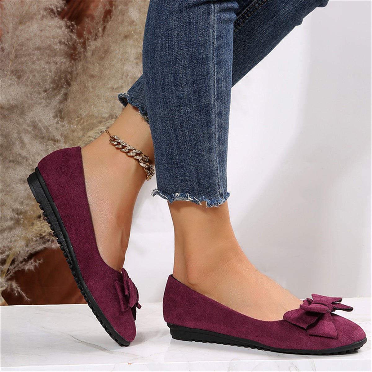 Dames Ballerina's | Suède-Look met Strikdetail, Comfortabele Flats 2