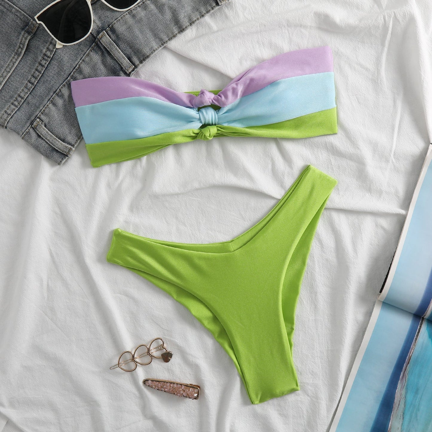 Dames Bikini Set | Knoopdetail, Sneldrogend, Hoge Uitsnijdingen 4