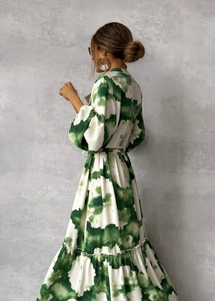 Dames Lange Jurk | Elegante V-hals, Lange Mouwen, Maxi Stijl 2