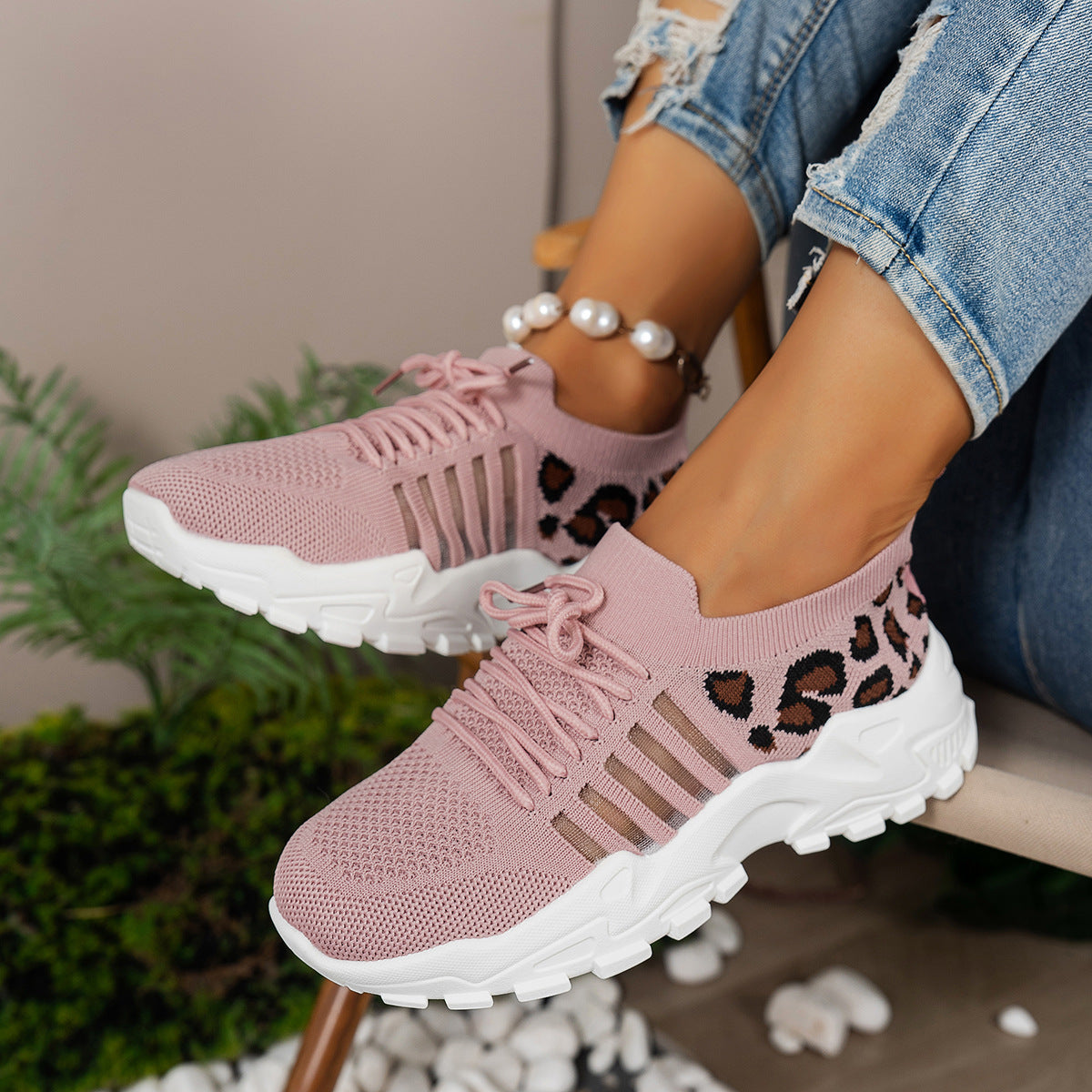 Dames Sneakers | Ademend Flyknit Met Dierenprint, Casual 1