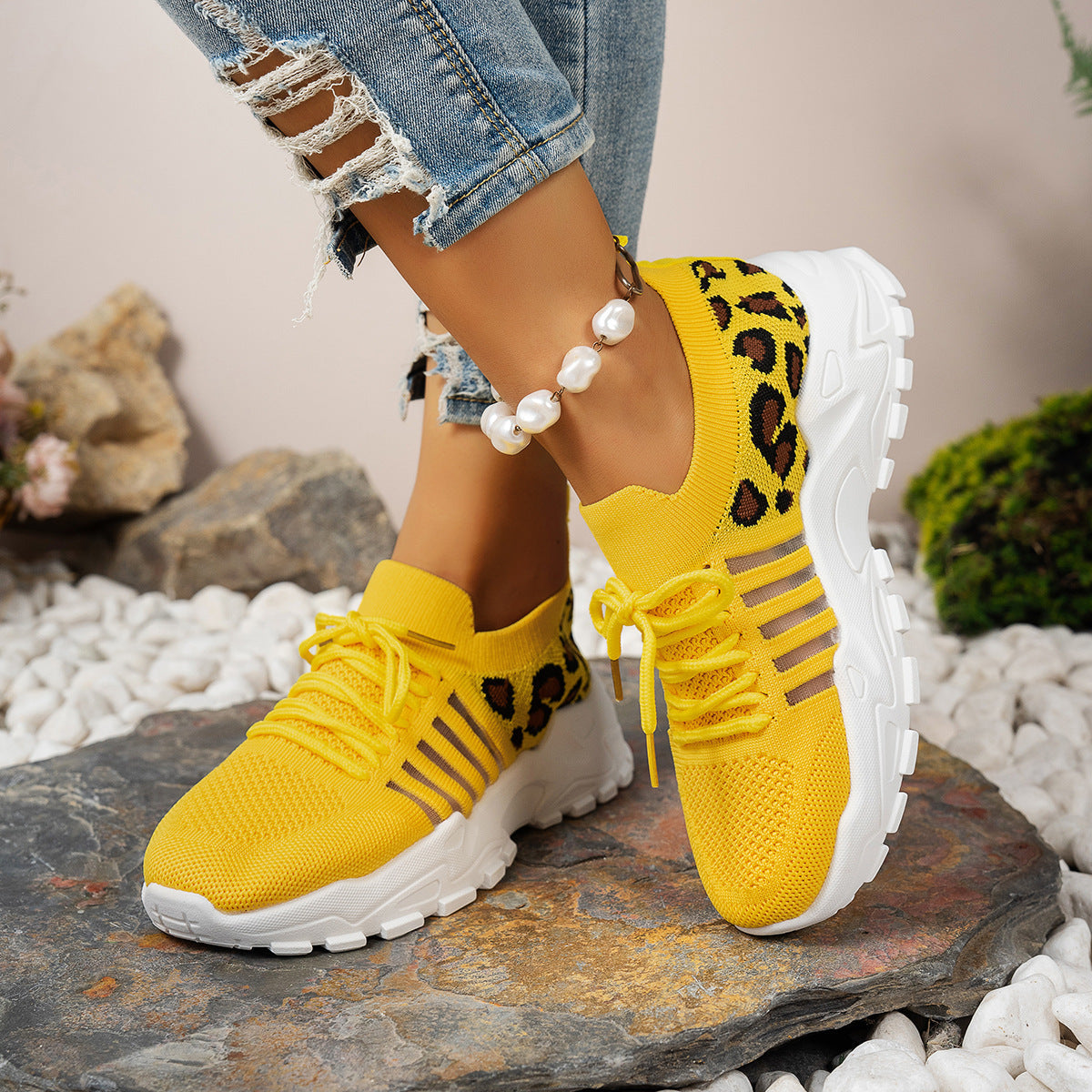 Dames Sneakers | Ademend Flyknit Met Dierenprint, Casual 2