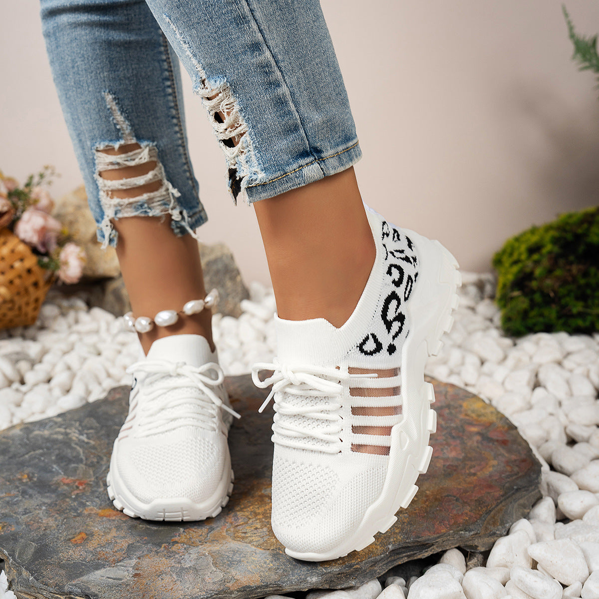 Dames Sneakers | Ademend Flyknit Met Dierenprint, Casual 3