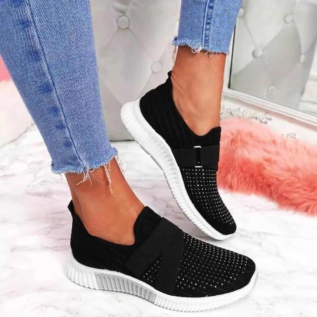 Dames Sneakers | Witte Klittenband Sneakers met Ondersteunend Ontwerp 2