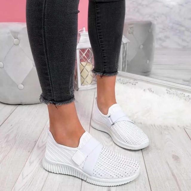 Dames Sneakers | Witte Klittenband Sneakers met Ondersteunend Ontwerp 3