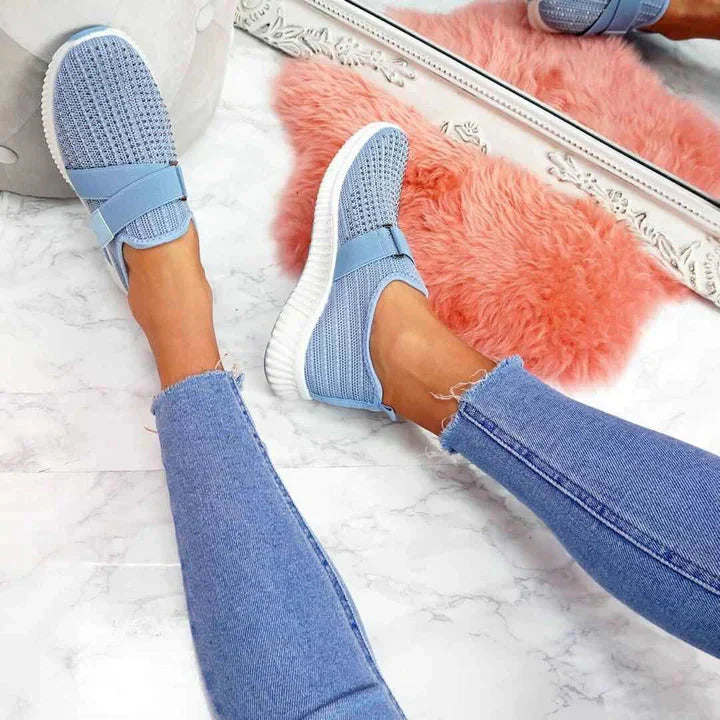 Dames Sneakers | Witte Klittenband Sneakers met Ondersteunend Ontwerp 5