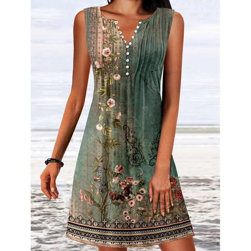 Dames Zomerjurk | Mouwloos Bloemenprint, Lichtgewicht Polyester 0