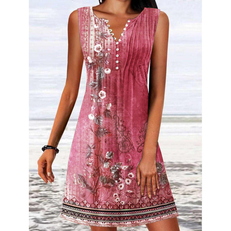 Dames Zomerjurk | Mouwloos Bloemenprint, Lichtgewicht Polyester 1