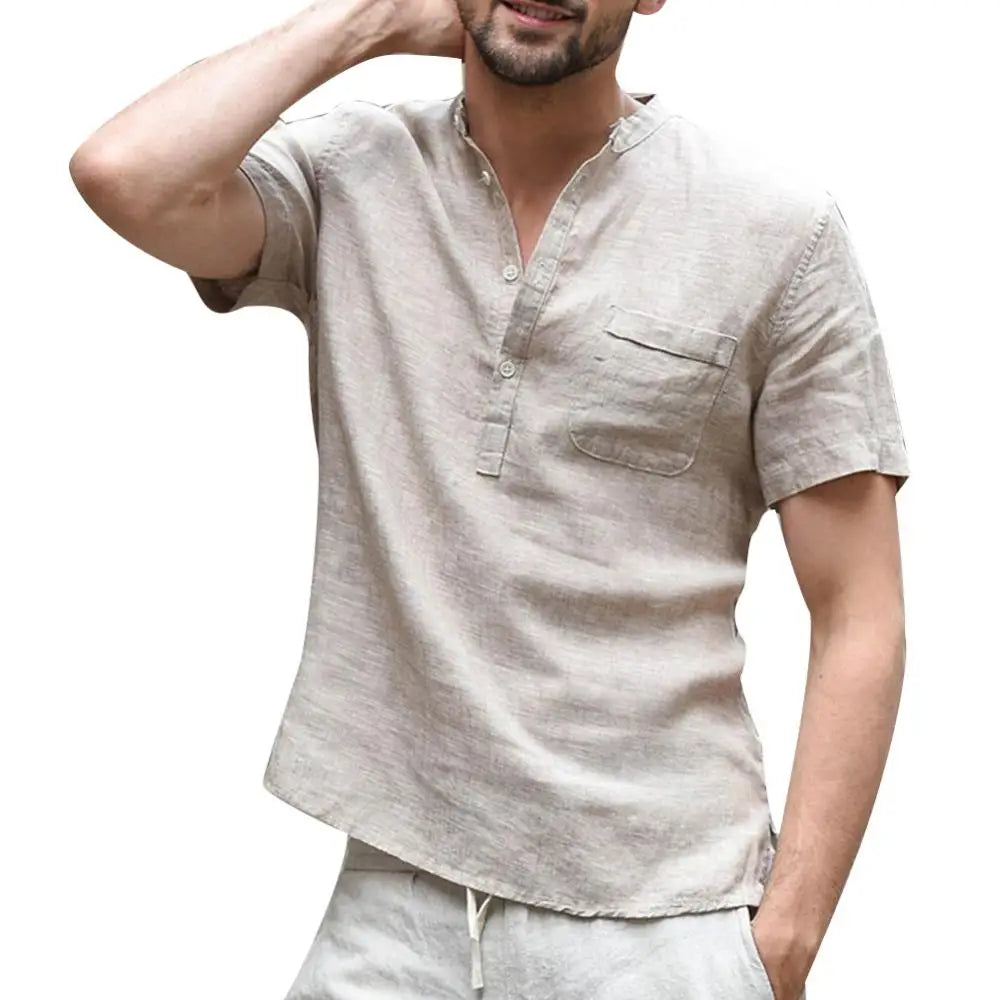 Heren T-Shirt | Ademend Polyester, Relaxed Fit met Knoopdetail 1
