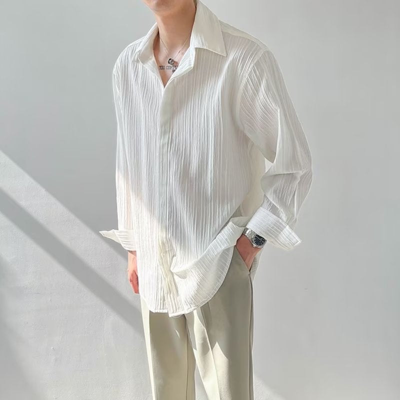 Unisex Overhemd | Crinkle Textuur, Oversized Pasvorm 3