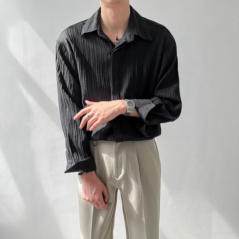 Unisex Overhemd | Crinkle Textuur, Oversized Pasvorm 4
