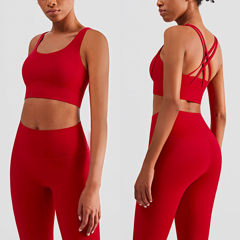 Vrouwen Activewear Set | Hoge Taille Leggings en Racerback Sportbeha, Ademend Nylon en Spandex 2