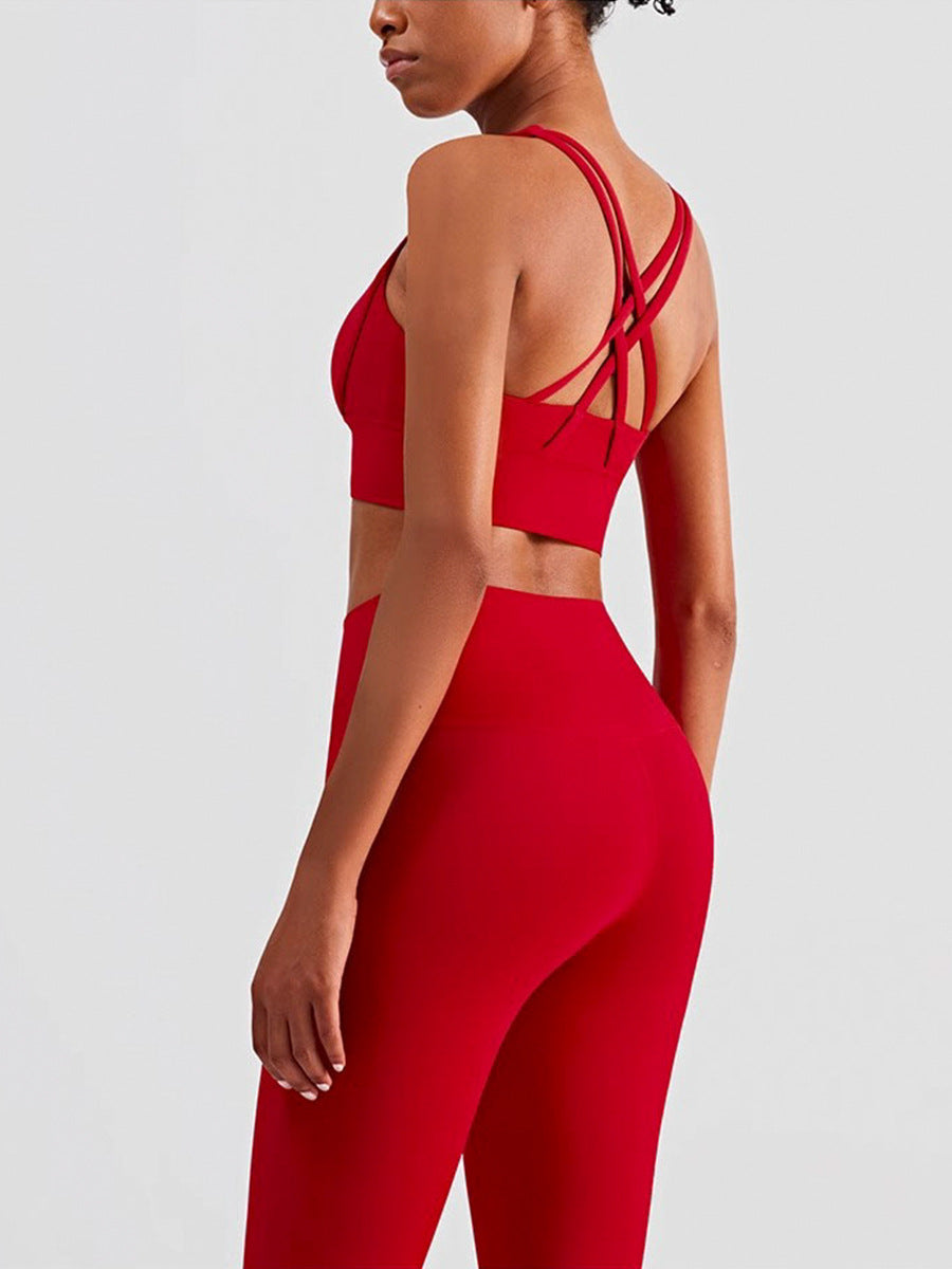 Vrouwen Activewear Set | Hoge Taille Leggings en Racerback Sportbeha, Ademend Nylon en Spandex 3