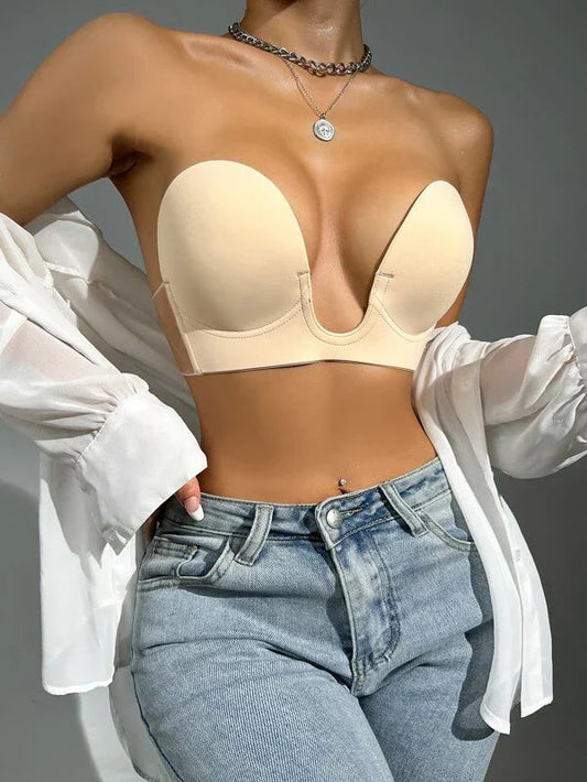 Dames Backless Bh | Ademend, Licht Gewatteerd, Diepe Plunge 0