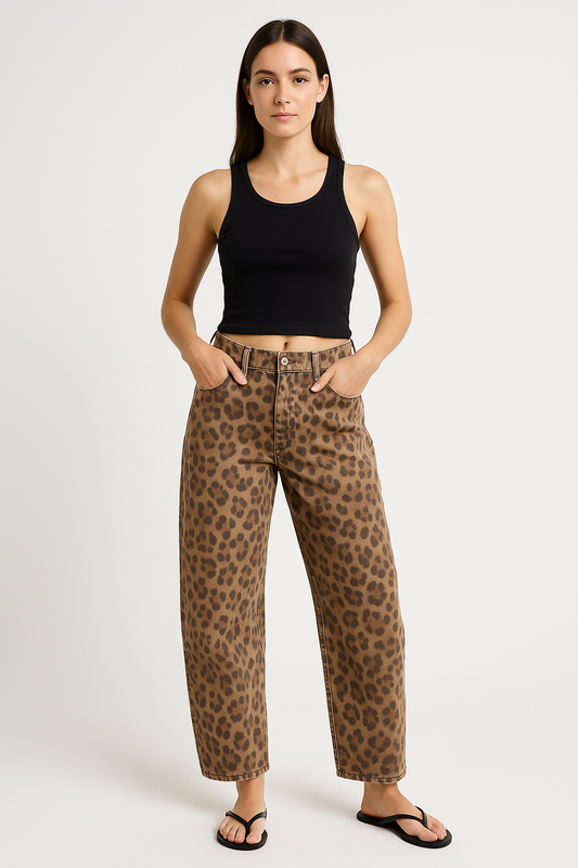 Dames Jeans | Dierenprint, Relaxed Fit Spijkerbroek 0