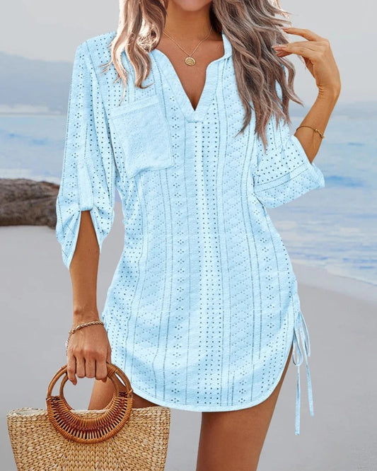 Dames Lange Jurk | Ademend Eyelet Kant, Relaxed Fit 0
