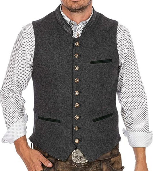 Heren Cardigan | Luxe Wolachtige Mix met Staande Kraag 0