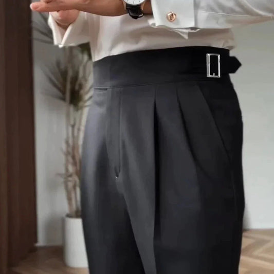 Heren Hoge Taille Broek | Wolmix, Tailored Fit 0