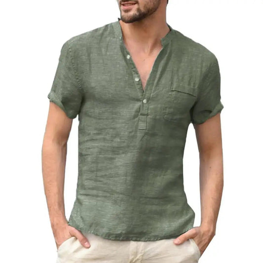 Heren T-Shirt | Ademend Polyester, Relaxed Fit met Knoopdetail 0